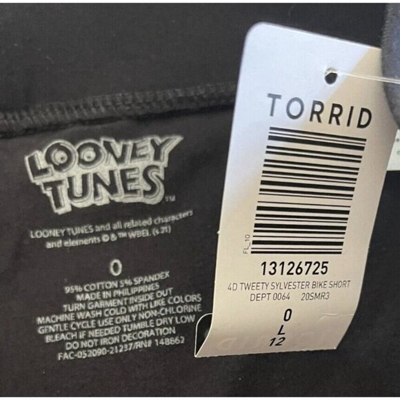 Looney Tunes L Black Tweety Bird & Sylvester Graphic Cotton Stretch Bike Shorts - Picture 6 of 6